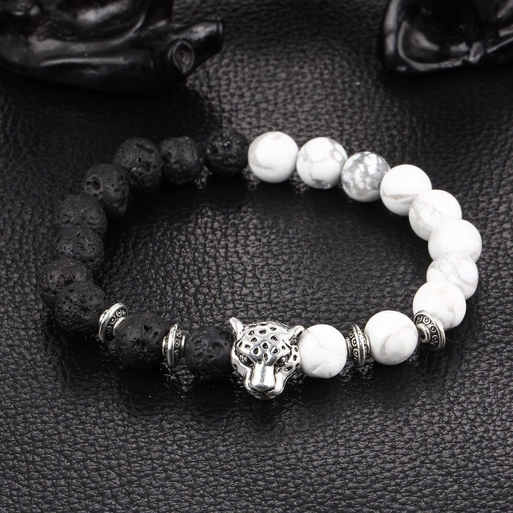 ⭐️ Handmade  White Turquoise & Lava Stone Gemstone Bracelet Yoga Meditation